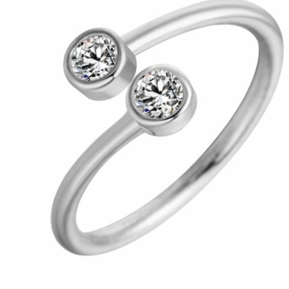 NWT Sterling ring delicate adjustable with crystal
